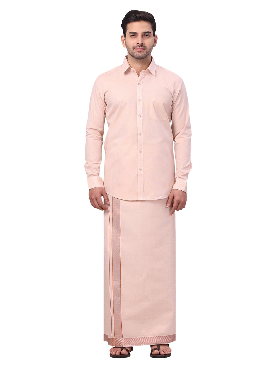 minister white Men's Tissue Full Sleeve Shirt and Dhoti Set with Intricate Jacquard Border Traditional Wedding Ethnic Wear Combo Set Plum-picture-10