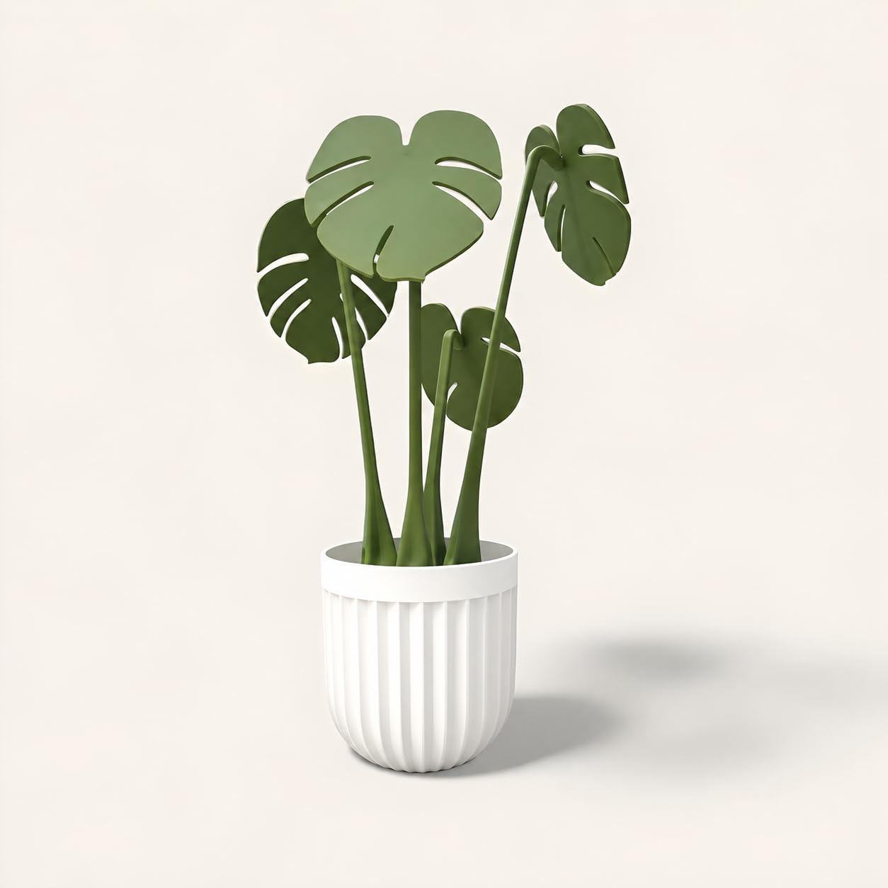 GRIPZO® Pack of 1 Artificial Monstera Plant, Decorative Flower Pot, Modern Home Decor, Office Table Decoration, Aesthetic Room Decor, Living Room, Bedroom, Bookshelf Decorative Accent (White)-image-18