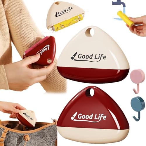 Portable Lint Roller Reusable，Good Life Lint Roller，Washable Lint Roller Pet Hair Remover, Sticky Triangular Lint Remover for Clothes, Furniture, Dog & Cat Hair (2Pcs)