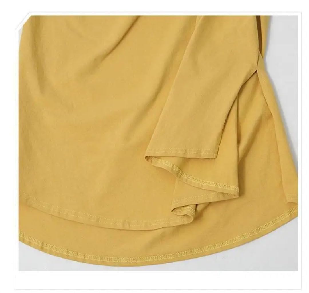 Vestido Mujer Vestido Camisa Vestido Midi Mujeres Estilo Ropa Side Dividida Mujeres Vestido De Manga Corta