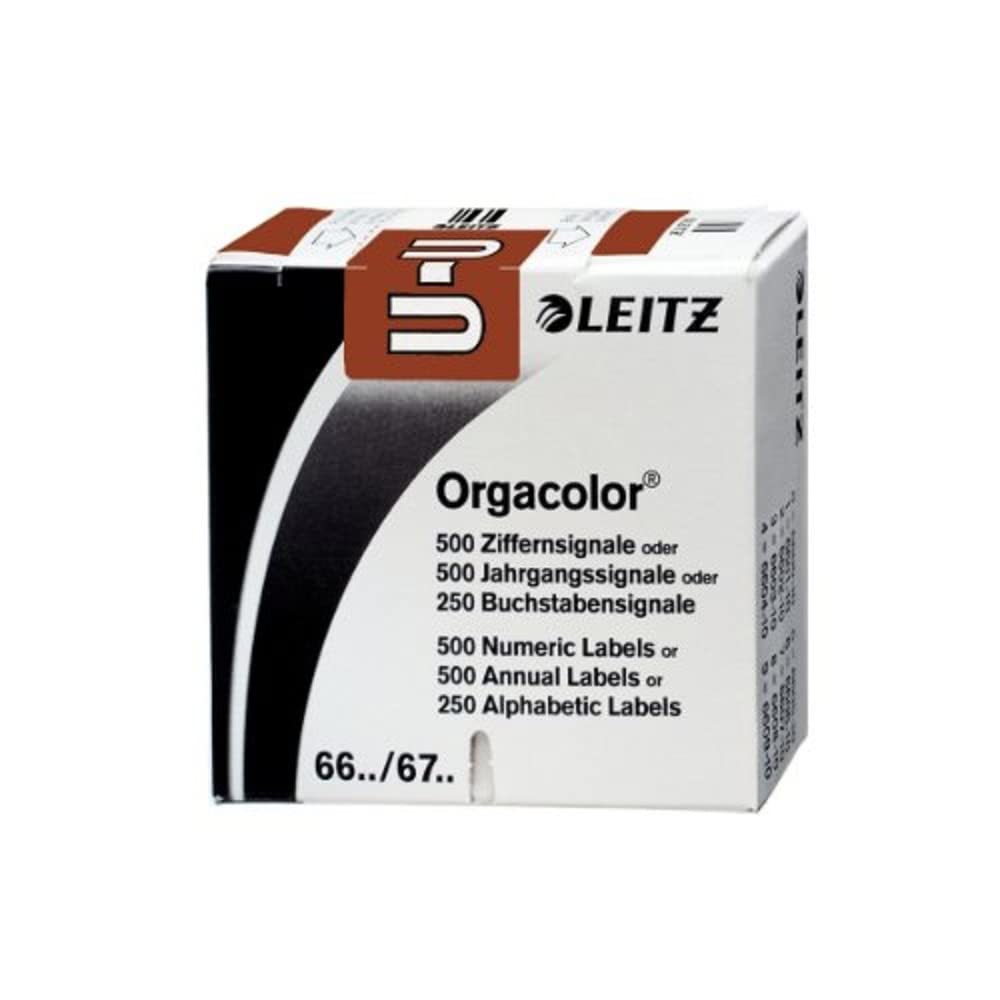 Leitz-Etichette U Orgacolor 66301000 alfabetico, confezione da 250 pezzi, colore: marrone