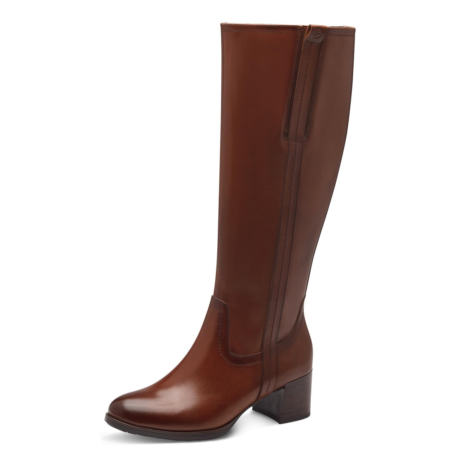 Tamaris Comfort Women’s Tall Boots with Heel with Zip Elegant , Cognac, 6 UK