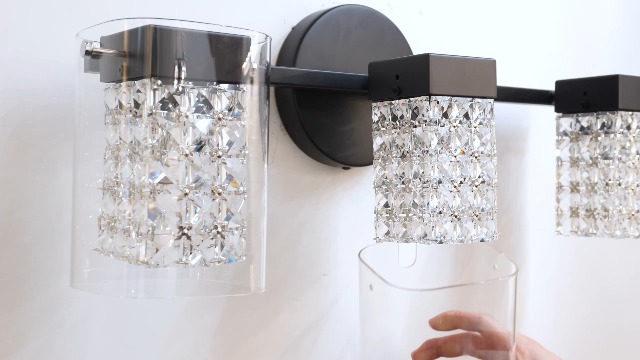 Image of Modern Crystal Vanity Lights, 3-Light Black Bathroom Light Fixtures with Clear Shades, Bathroom Lighting Fixtures Over Mirror Wall Light for Hallway, Decoration,Bedroom(Exclude Bulb)