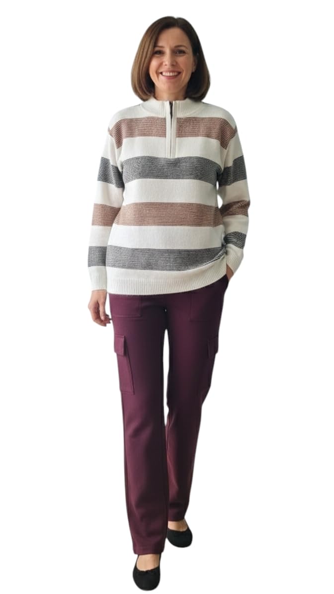 Womens Casual Wear Brown-Black Colour Woolen Stripes Sweat Shirt-image-23