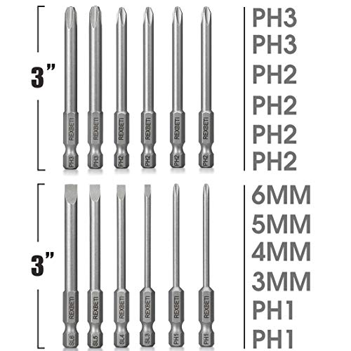 Rexbeti REX-8998 12 Piece Slotted Phillips Screwdriver Bit Set thumb #2