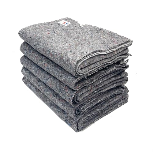LNT France - Lot de 5 Couvertures Gardes Meubles pour Déménagement - Protection Meubles- Transport et Stockage - 150 x 200 cm - 330 g/m2 Couverture 100%...