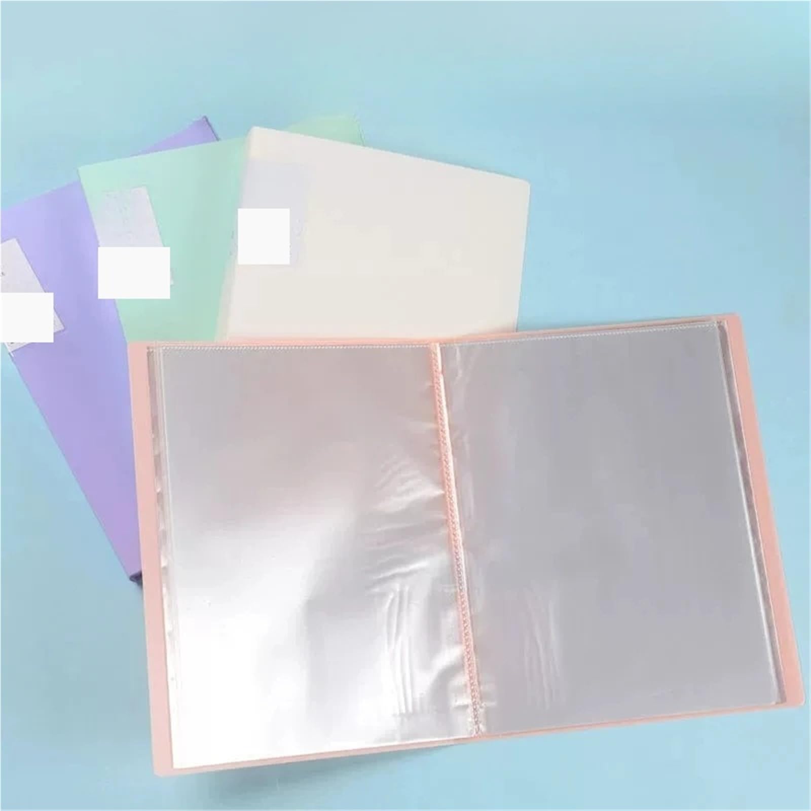 Przezroczysty folder z tworzywa sztucznego, 3 szt. Przezroczysta teczka A4, wielokolorowa, wielowarstwowa dla. Biuro(Blu)
