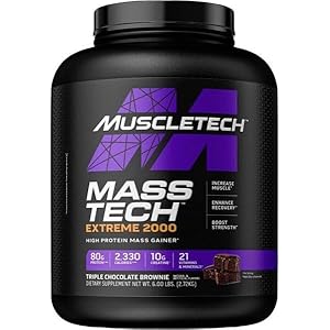 MUSCLETECH MASS TECH EXTREME 2000 – 3-voudige chocolade-browniesmaak, 2,72 kg