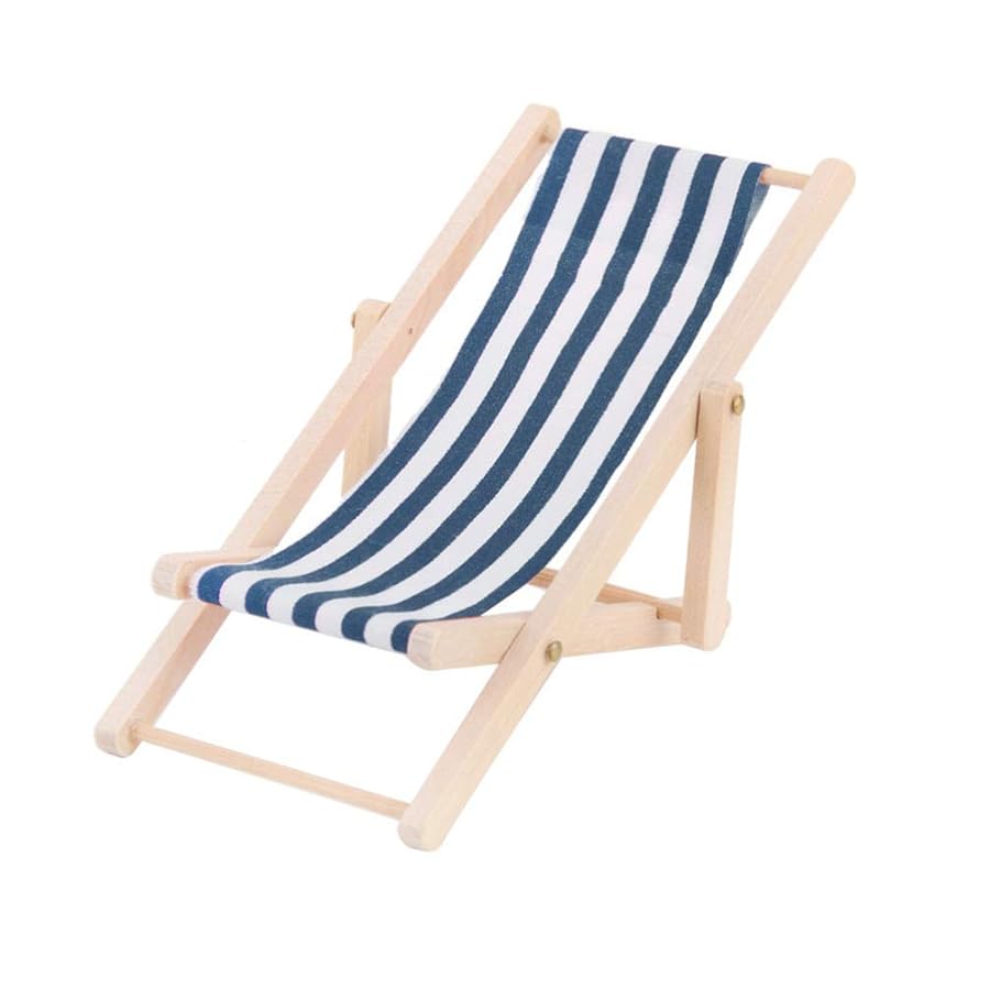 3-Pack Miniature Beach Chair & Table, 1:12 Scale Dollhouse Miniature Beach Furniture Set, Tiny Beach Chairs for Pool Party Decor, Mini Pool Furniture, for Garden Cake DIY Craft (Blue) - image 4