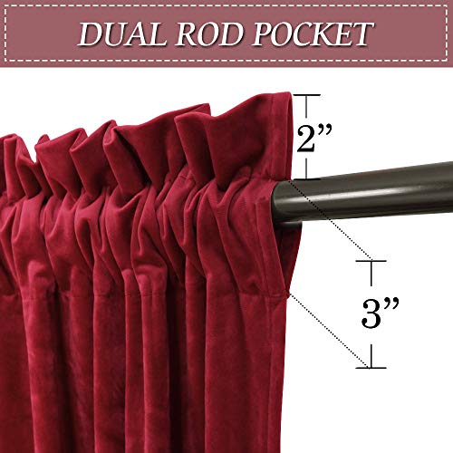 Image of RYB HOME Red Velvet Blackout Curtains 84 inches for Bedroom Living Room | Thermal Insulated, Privacy UV Block, Back Tab, Backdrapes for Movie Theater Stage Christmas, W52 x L90, 2 Panels