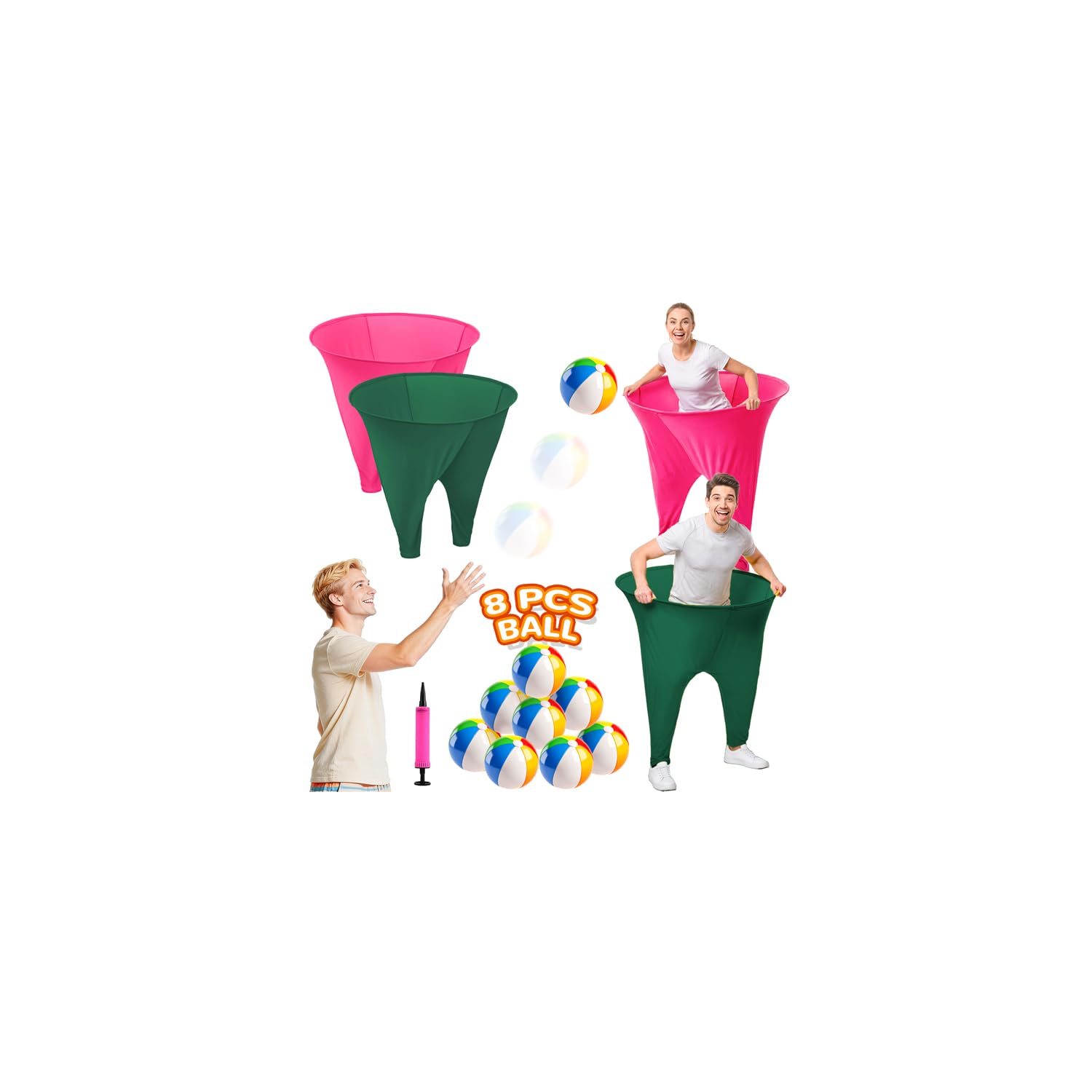 Granny Pants Yard Game,2pcs Granny Pants Outdoor Game for Adults and Family with 8 Bouncy Balls &amp; 1 Air Pump (Random Colors), Granny Pants Game Ring Toss Game Set for Beach &amp; Backyard Parties