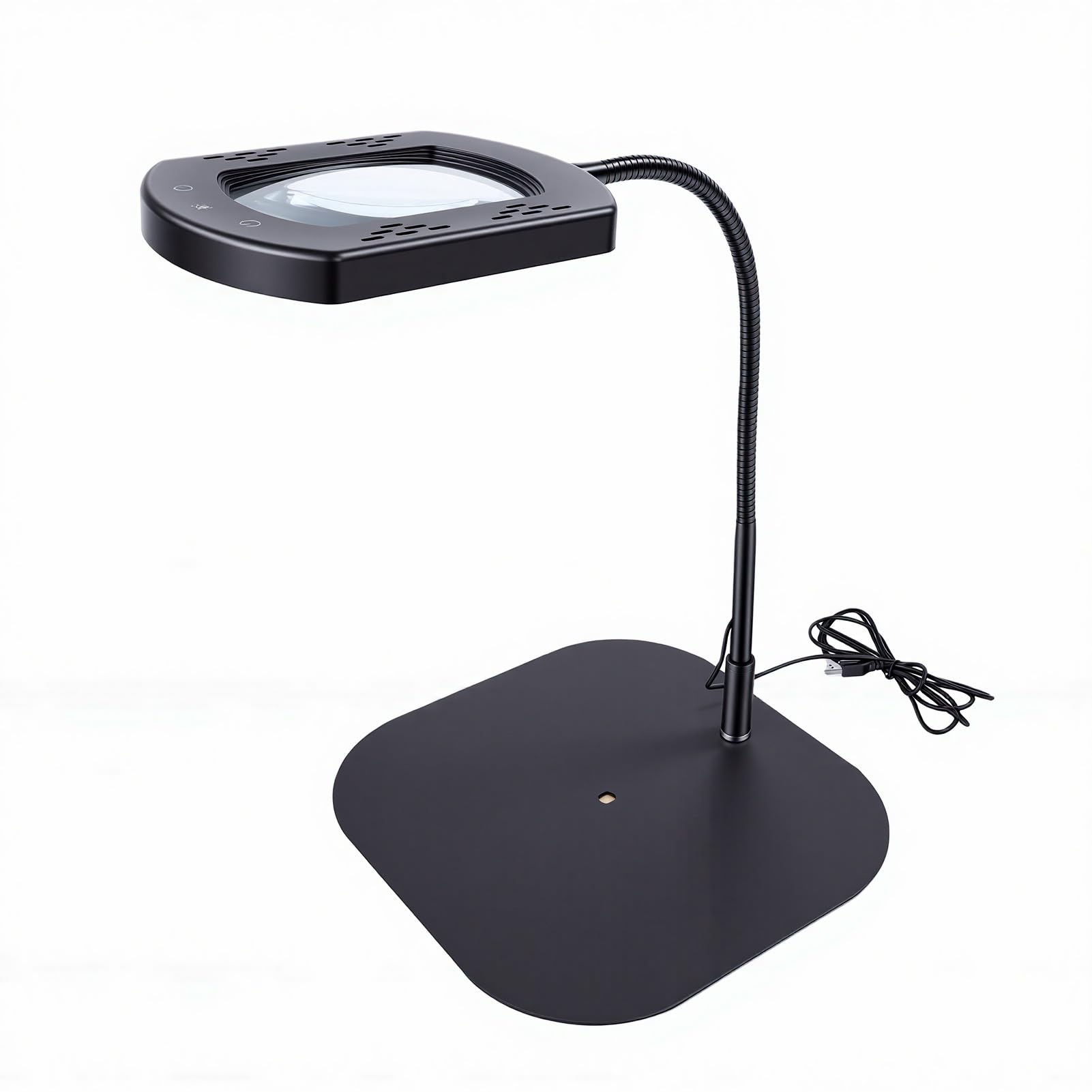 Focket Lámpara de Aumento 10X con Soporte y Abrazadera, Lupa Flexible con Luz LED de Cuello de Cisne con 5 Modos de Color y 3 Niveles de Brillo, para Lectura, Manualidades, Pintura,