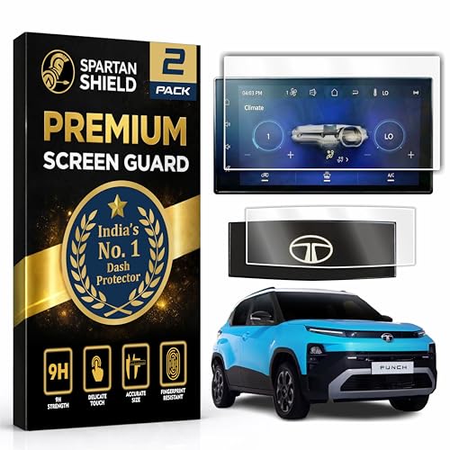 Image of SCREEN GUARD For TATA PUNCH 2026 Facelift || Pure+ | Pure+S | Adventure | Adventure S || 8-INCH INFOTAINMENT TOUCHSCREEN + STEERING CLUSTER PROTECTOR || Anti Scratch | Water Resistant | HD Clear | High Touch Sensitivity | Digital Car Music Stereo Accessories [Not Tempered Glass]