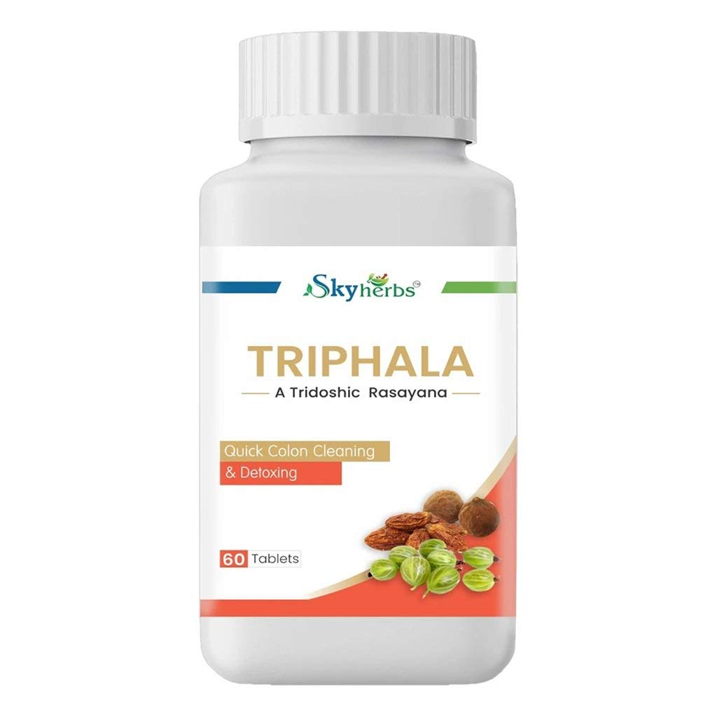 Skyherbs Triphala, Herbal laxative for digestive wellness, 100% Natural and Ayurvedic (60 Tablets).