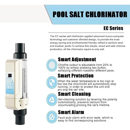 Système générateur de chlore salé pour piscines creusées – 20 g/h – Dispositif de chloration d'eau salée pour piscine (jusqu'à 85 m³) – Traitement électrolytique efficace de l'eau