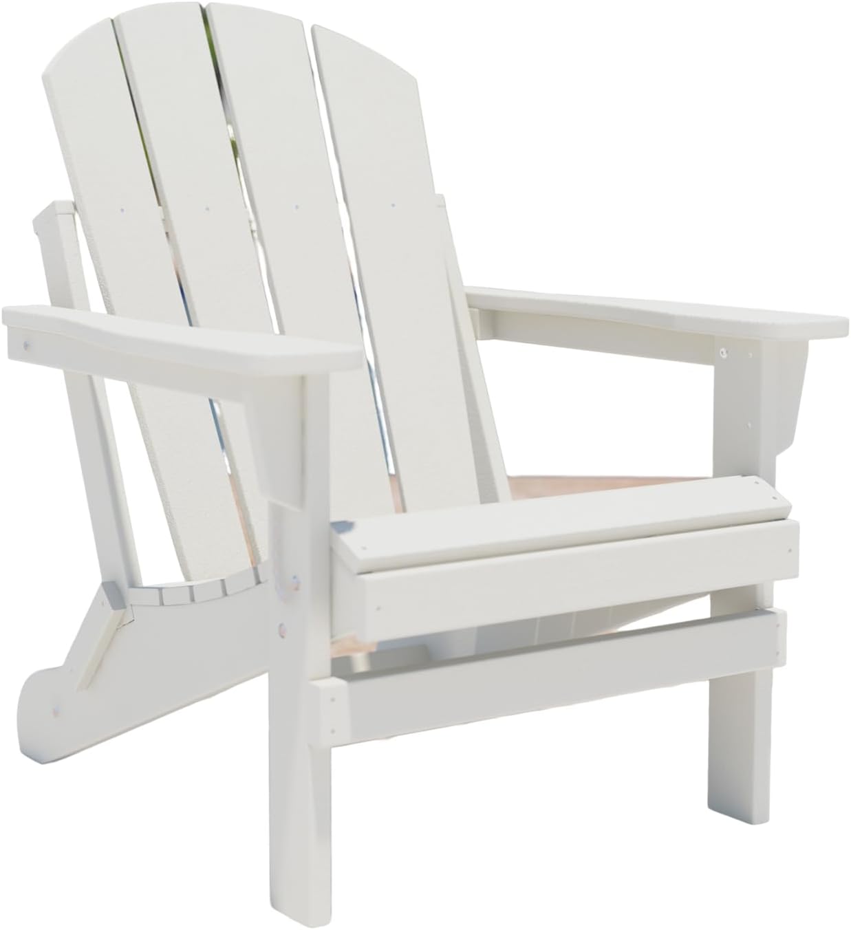 Foldable Plastic Adirondack Chair Patio Chairs, Weather Resistant Deck Chairs, HDPE Classic Adirondack Chairs Like Real Wood, Widely Used in Outdoor, Garden, Backyard Deck, Lawn, Fire Pit (White)