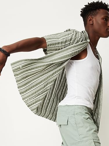 Image of Max Mens Cotton Striped Regular Fit Resort Shirt