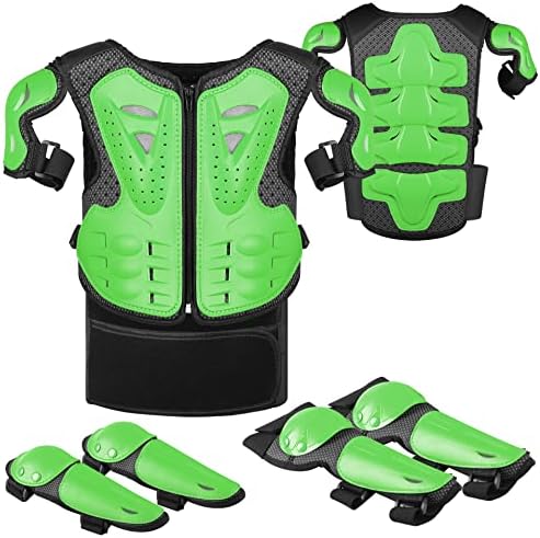 JUSTDOLIFE Stück Motorrad Schutz Jacke,Kinder Motorrad rüstung mit Knieschoner Ellbogenschoner Brustpanzer Racing für Outdoor Sport
