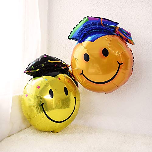 globo 1 Unids/Lote 72 * 50 Cm Cara De Sonrisa Globos De Papel De Helio Graduación De La Escuela Ceremobny Decoraciones Suministros Allon Doctorial Hat Globos Entrega Aleatoria