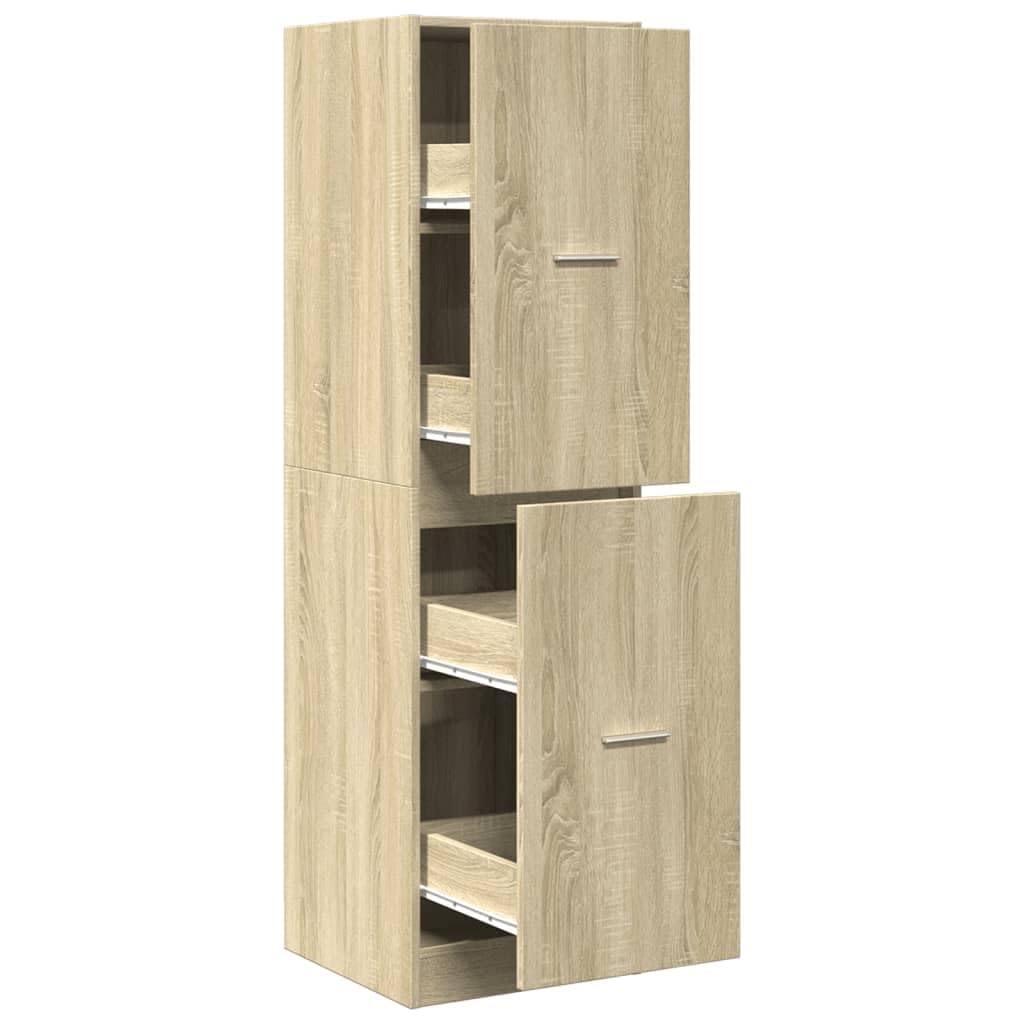 Armoire à pharmacie en chêne Sonoma - 40 x 41 x 144,5 cm - Imperméable - 4 tiroirs - Armoire de rangement robuste - Peu encombrante - Pour couloir, salon, chambre à coucher