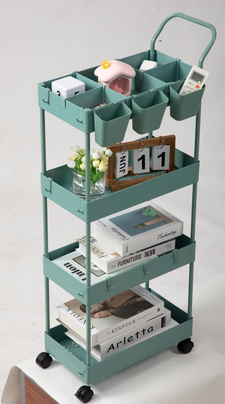 Image of danpinera Slim Storage Cart, 3 Tier Rolling Utility Cart, Slim Rolling Cart