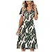 Kleider für Frauen UK, Ballkleider für Frauen UK Blumendruck Sommer Strand Minikleid Damen Kurzarm Casual Blumendruck Strand Maxi Lose Kleid Sommer Fancy V Ausschnitt Blumendruck Kleid, armee-grün, 38