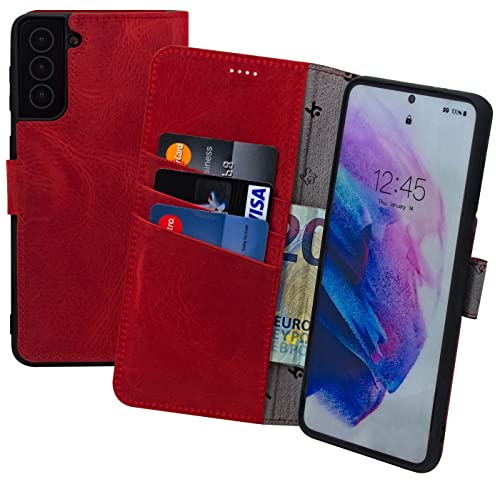 Étui Honor 60 Pro clapet Suncase rouge protection cuir anti-choc