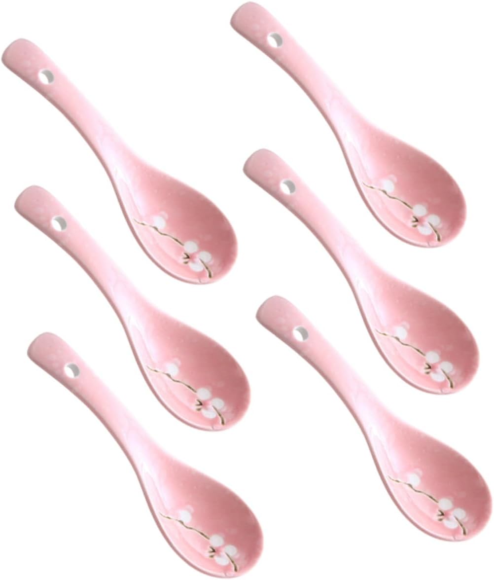 6Pcs Snowflake Ceramic Spoons Spoons for Porridge Soup and Tableware Portable and Stylish Dining Utensils