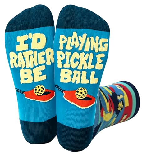 Seelsetudo Pickleball Socks for Men Women - Funny Socks Pickleball Gifts for Adults and Teens (Blue)