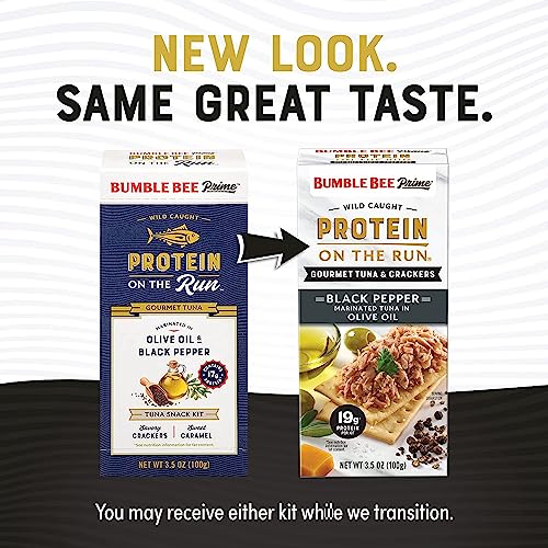 Image of Bumble Bee Prime Protein on the Run Tuna Snack Kit - Gourmet Tuna Marinated in Olive Oil & Black Pepper with Crackers and Serving Utensil - 19g of Protein Per Serving