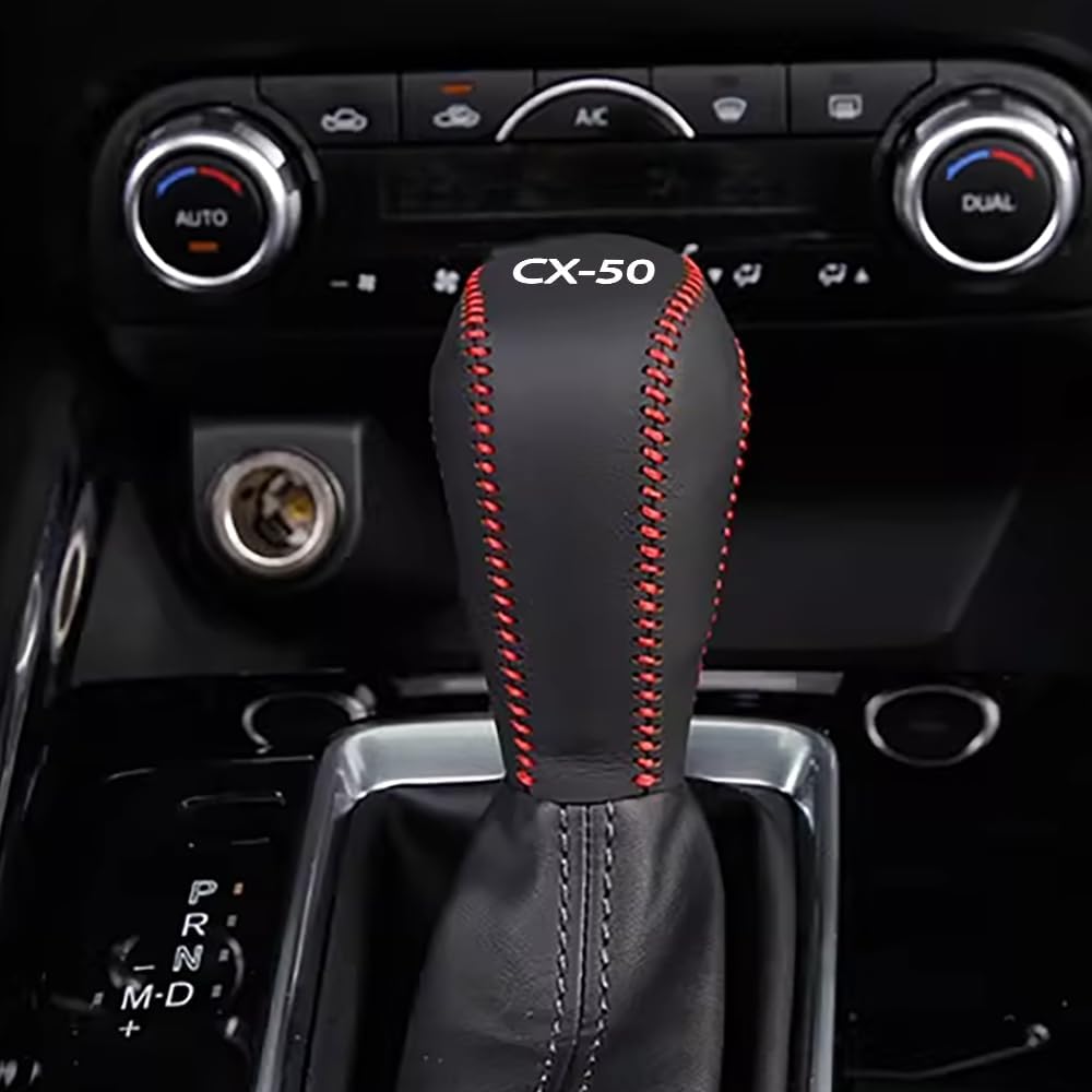 XITER For Genuine Leather Gear Shift Knob Cover Car Protect Accessories Case For CX50 CX-50 2023-2026 (Black Stitches)