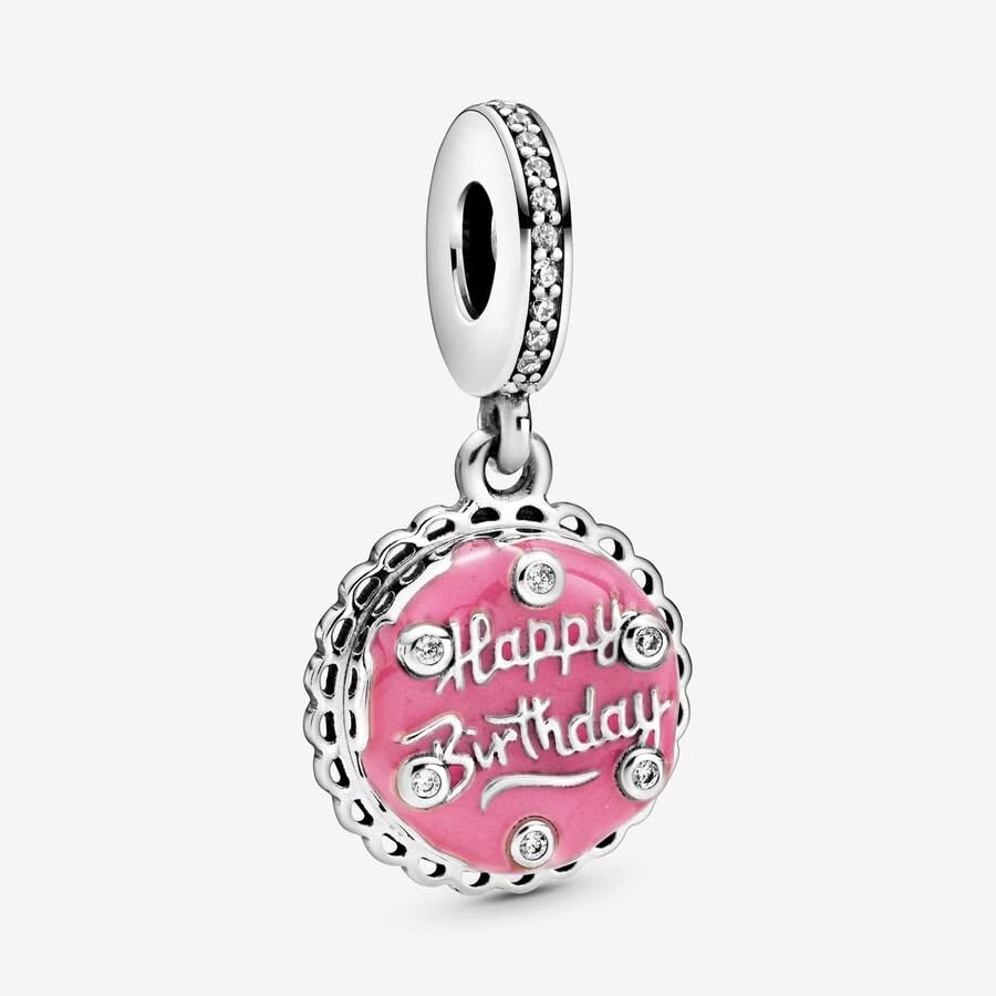 PANDORA Pink Birthday Cake Dangle Charm - Compatible Moments - Gift for Her - Made with Sterling Silver, Cubic Zirconia & Enamel - with Gift Box2