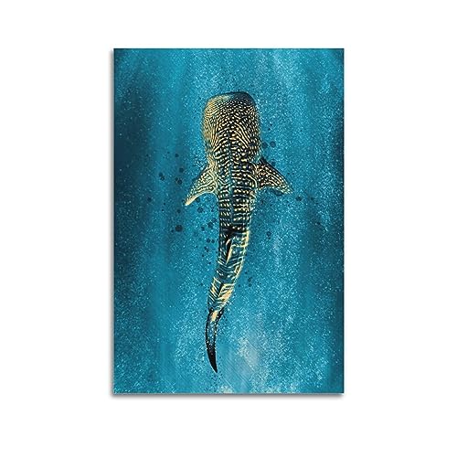 VZRSQZK Póster de tiburón ballena, pintura decorativa, lienzo, pósteres de pared e impresión artística moderna para decoración de dormitorio familiar, 20 x 30 cm