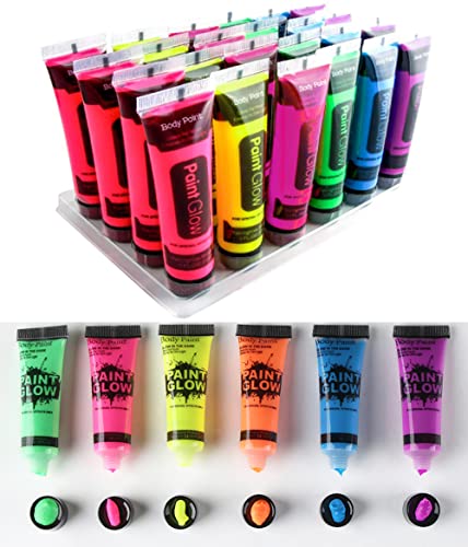 Quiet&Far Body Paint Set with tubes 24 x 25 ml / 1 fl oz Neon Glow in the dark paint face paint Blacklight Reactive Fluorescent Paint Non-Toxic Quiet&Far Body Paint Set with tubes 24 x 25 ml / 1 fl oz Neon Glow in the dark paint face paint Blacklight Reactive Fluorescent Paint Non-Toxic