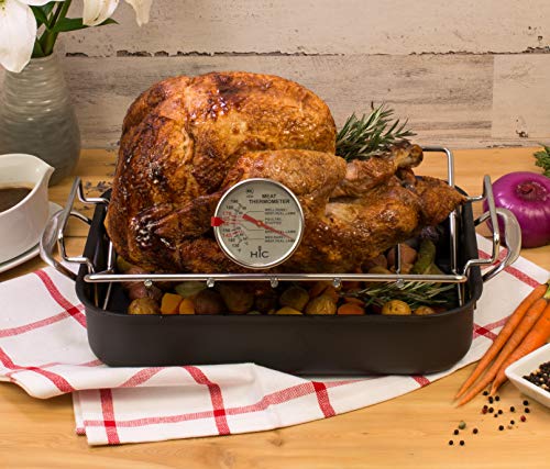 Hic Kitchen Hic Roasting Meat Poultry Turkey Grill Thermometer, Oven Safe, Large 3-Inch Easy-Read Face, Stainless Steel Stem And Housing #TOP4
