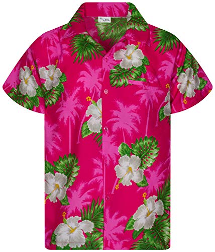 KING KAMEHA Funky Casual Hawaiian Shirt Kids Boys Girls Front Pocket Very Loud Shortsleeve Unisex Flower Print 2-14 Years