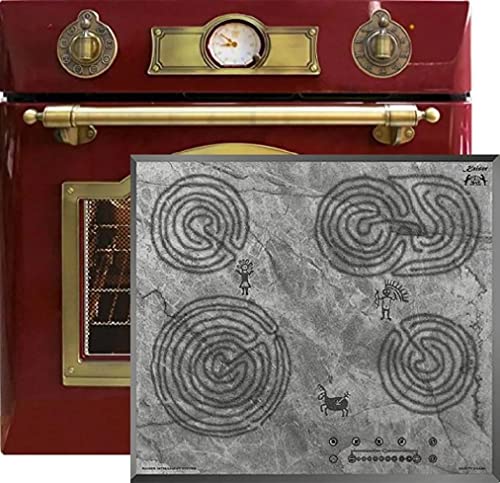 Kaiser Herd Set EH 6355 RotEm+KCT 6715 F Ära, Elektro Backofenset, Autark, 79L, Einbau Backofen, 8 Funktionen+Einbau Glaskeramik Kochfeld 60 cm, Höhlenmalereimotiv, ohne Rahmen