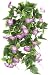 Artificial Vines, GTidea 2pcs 15Feet Morning Glory Hanging Plants Silk Garland Fake Green Plant Home Garden Wall Fence Stairway Outdoor Wedding Hanging Baskets Decor Purple