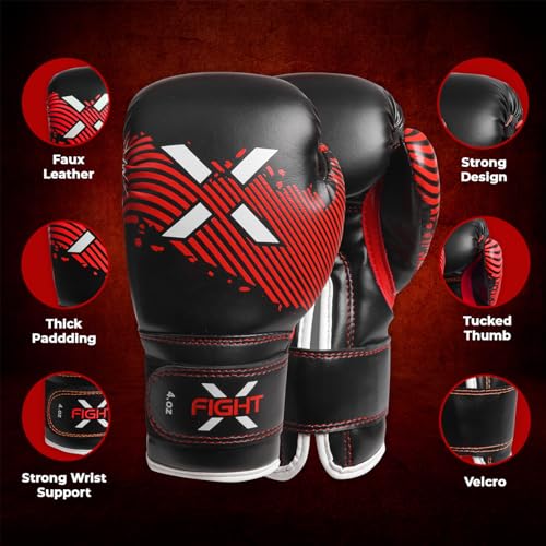 Image of Kids Boxing Gloves Junior 4oz, 6oz Training Boxing Gloves for Girls and Boys Fighter Boxing Gloves MMA PU Leather Sparring Boxing Gloves Set for Children