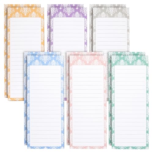 Juvale Magnetic Fridge Notepad with 60 Lined Sheets, 12 Pack Featuring 1 Design in 6 Colours, 9 x 23 cm