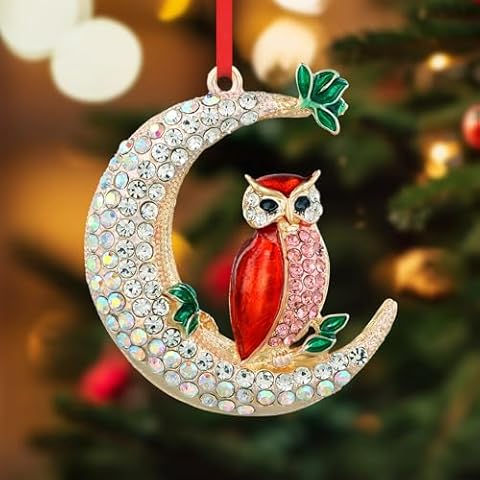 PETCEE Owl Christmas Ornaments Set - Owl Decor for 2024 Christmas Trees Ornament Mini Christmas Ornament Perfect for Adding Festive Charm Red Christmas Ornaments for Students Family Cover
