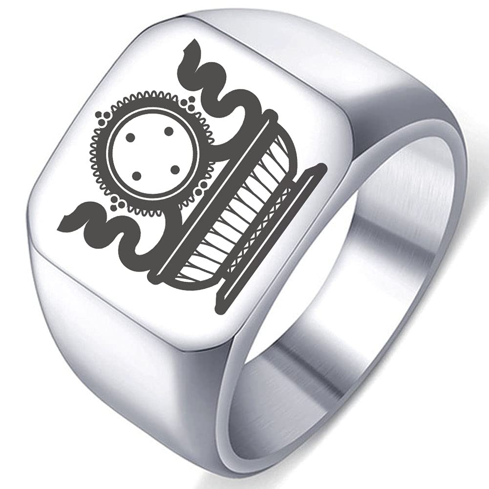 DacaiBuddhism Darpana The Mirror Engraved Symbol Stainless Steel Men Women Jewelry Ring