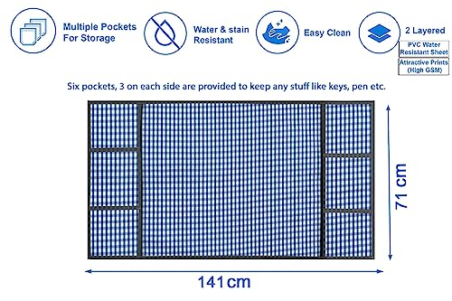 Image of Stylista Refridgerator top Cover Suitable for Samsung RS76CG8003S9HL, 653 Liter Fridge, Dimension (WXD) 71x141 CM, Pin Check Pattern Blue
