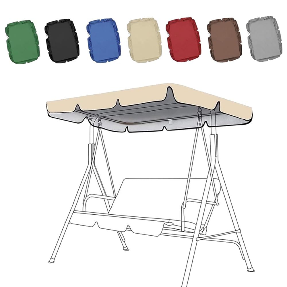 3 Places Toit De Rechange pour Balancelle De Jardin 195x125cm Toile De Balancelle De Terrasse Toit De Remplacement pour Balançoire Balcon Extérieur(Beige,98x73in-249x185cm)
