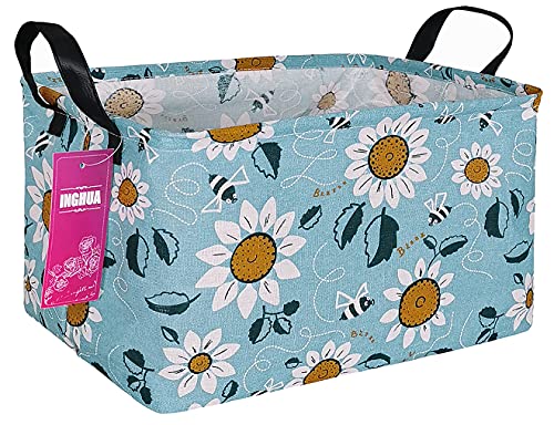 Image of Rectangular Storage Basket Fabric Organizer Bin for Toys,Books,Clothes,Gifts,Pets-Perfect for Home,Office,Nursery,Dorm,Shelf(Rec Sunflower)