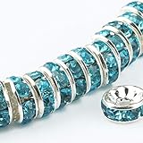Cuentas espaciadoras de 6 mm/8 mm AAA de metal chapado en plata con cristales de imitación Rondelle para hacer joyas