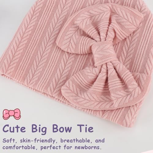 Image of BQUBO Newborn Baby Hats Bear Ears and Mittens Sets Preemie Caps Baby Boy Girl Infant Hospital Beanie for 0-3 Months