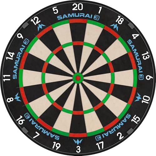 Mission Darts | Samurai 3 | Professional Bristle Dartboard | Knife Wire | Black Number Ring
