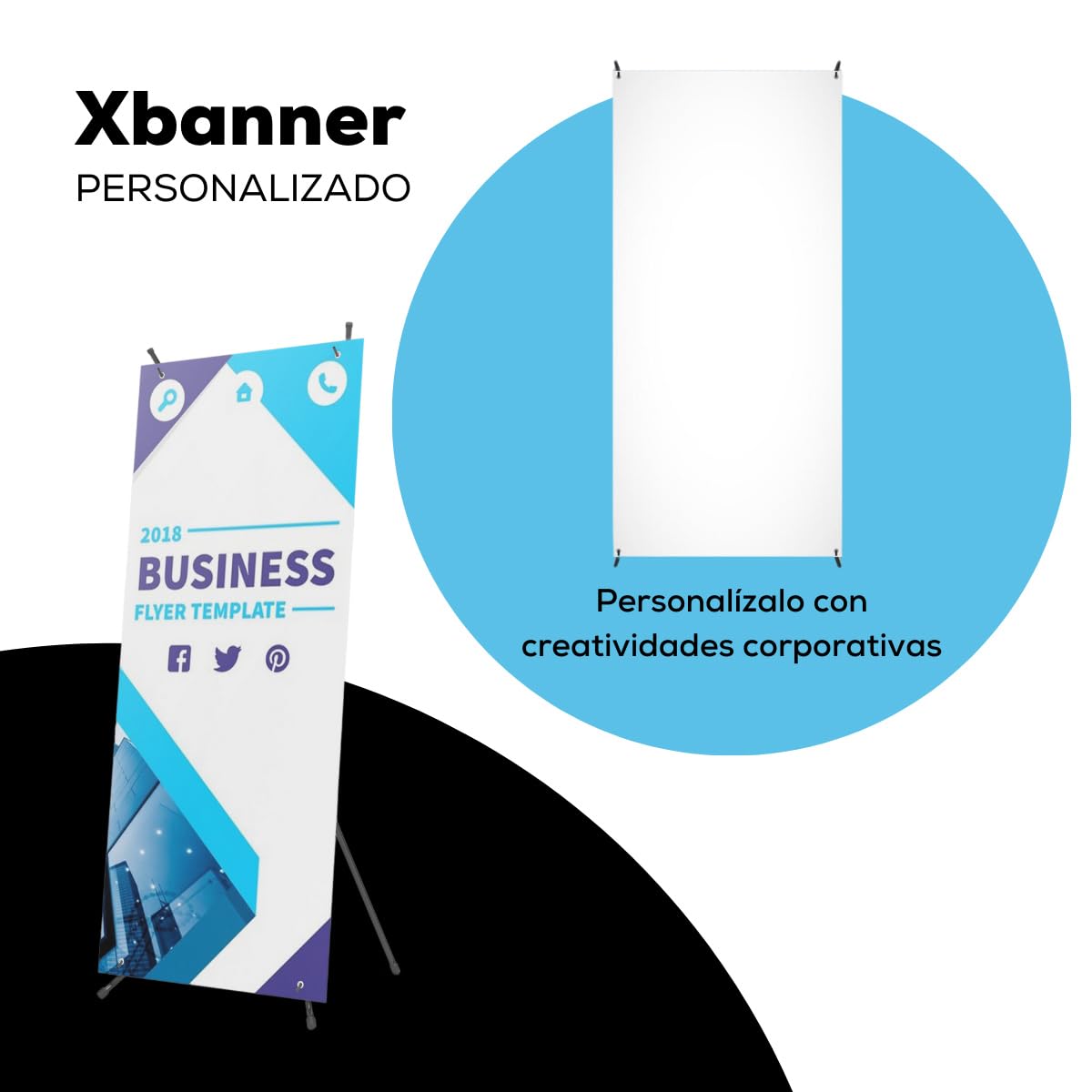 Xbanner Personalizado con Impresión Incluida (80x200), Expositor Publicitario, Fabricado PVC opacante de 220micras. Banners con Soporte X, Banner Display, Tintas Resistentes a la Luz UV