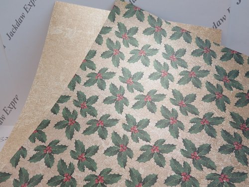 5 x Pearlescent Patterned Backing Card A3 300gsm 2-Sided 13 Designs to Choose (Holly 002)